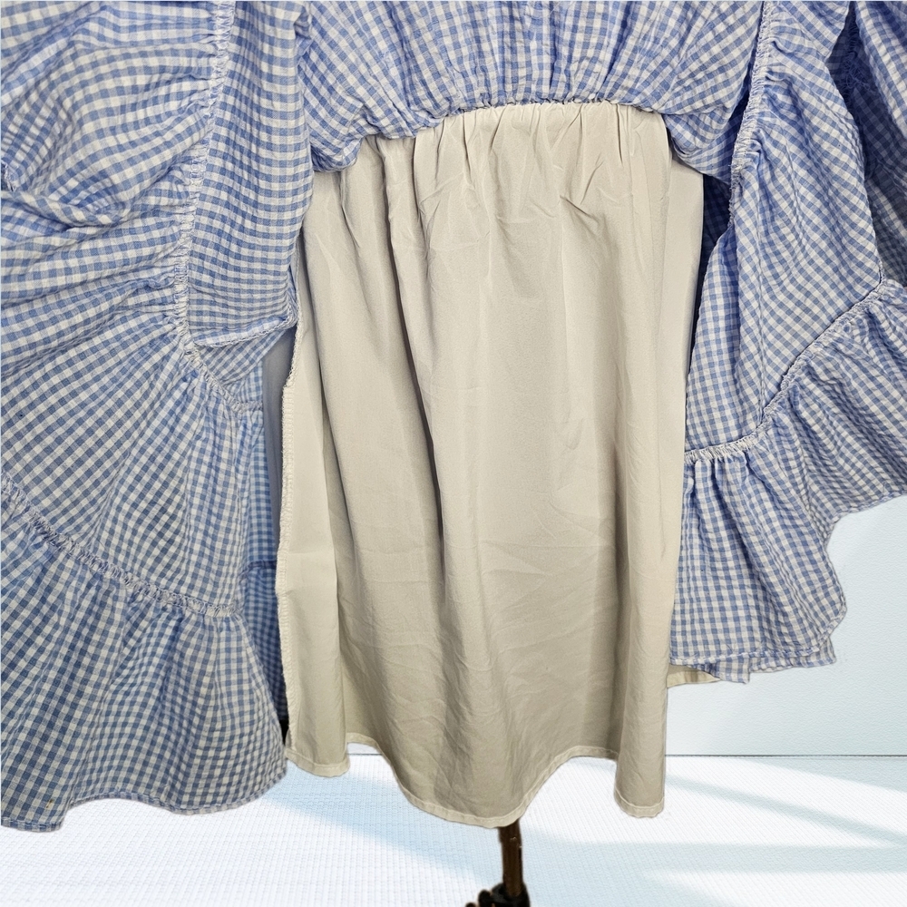 Mable Gingham Babydoll Cottagecore Ruffle Mini Flirty Dress - Picture 12 of 14